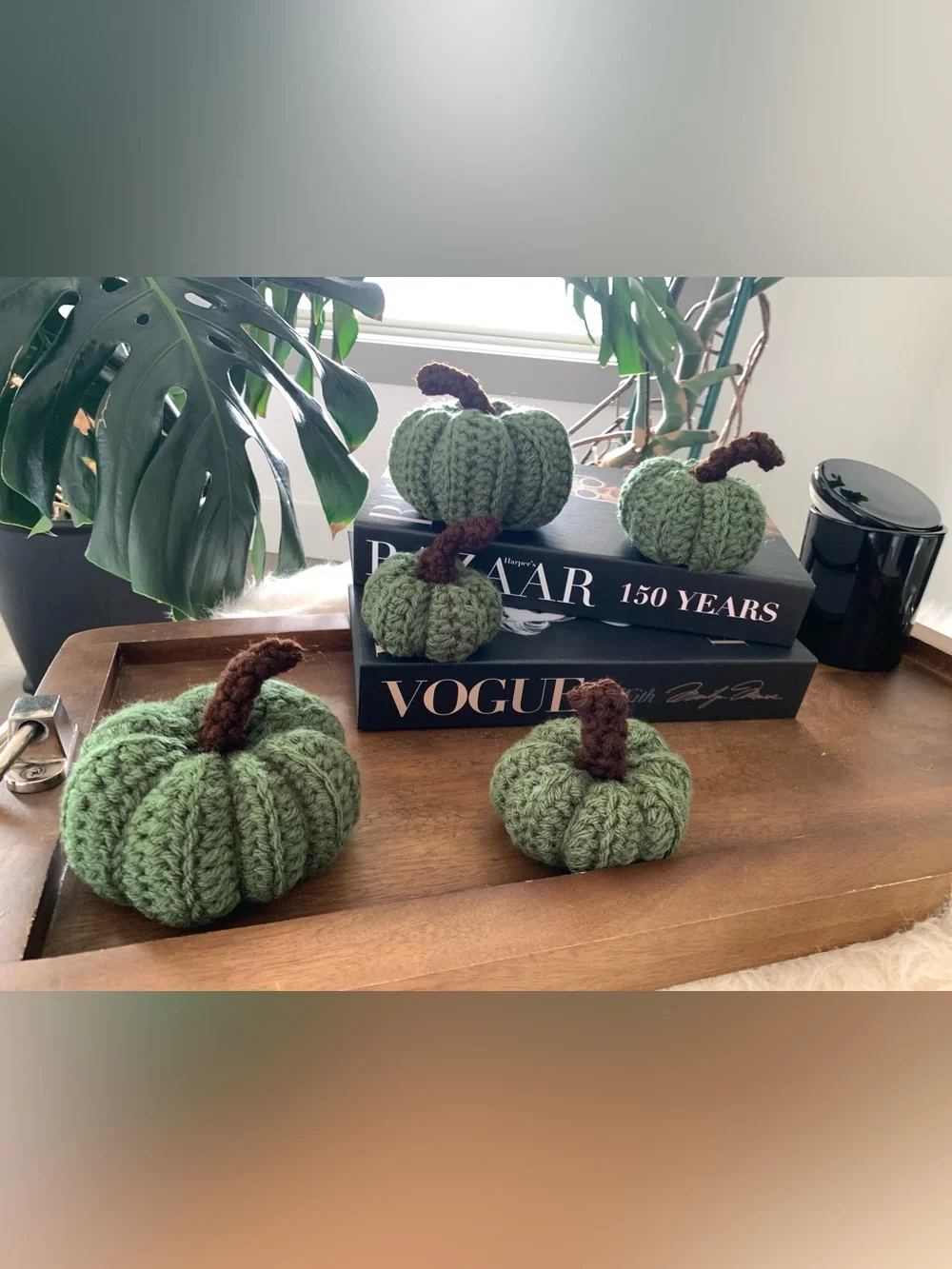 Fall pumpkins Decor crochet style set of five